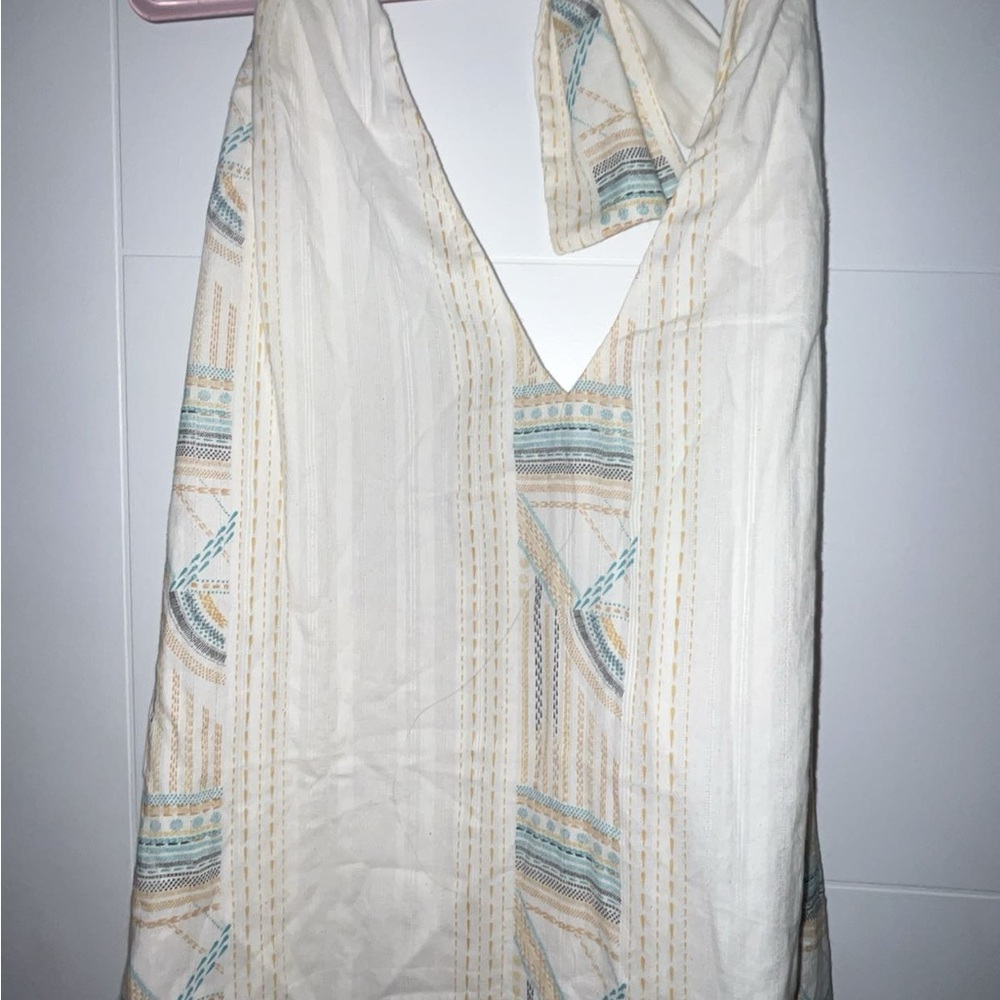 Boho Cream and Blue Patterned Halter dress